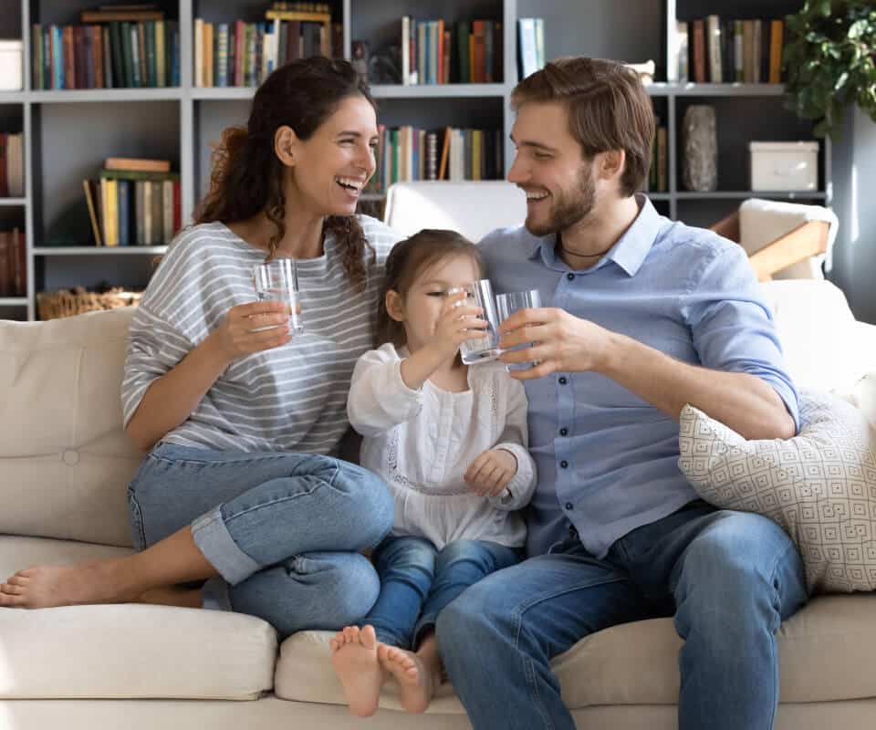 family-drinking-water